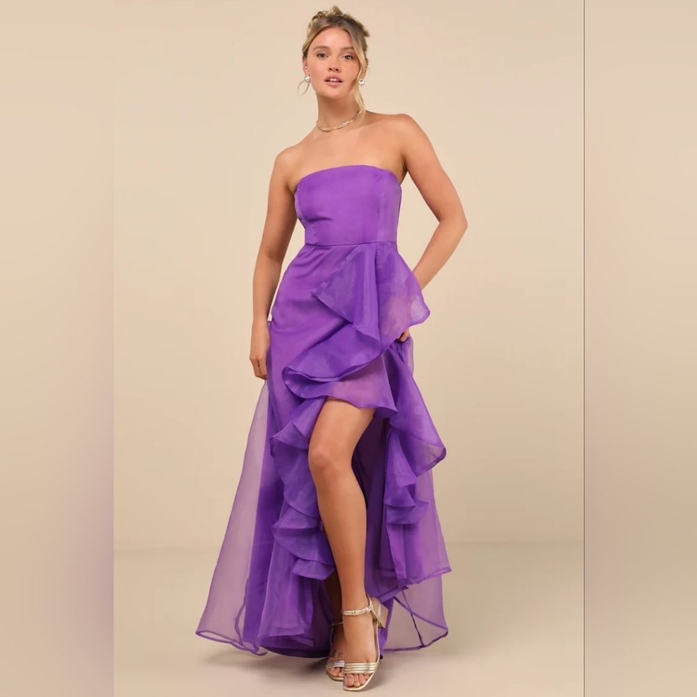 Lulu's Vibrant Purple Strapless Gown